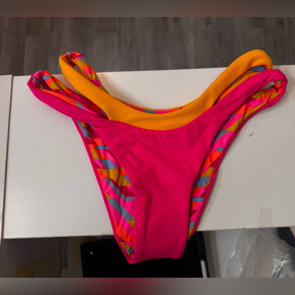 Maaji Hot Pink & Orange Reversible Bikini Bottom